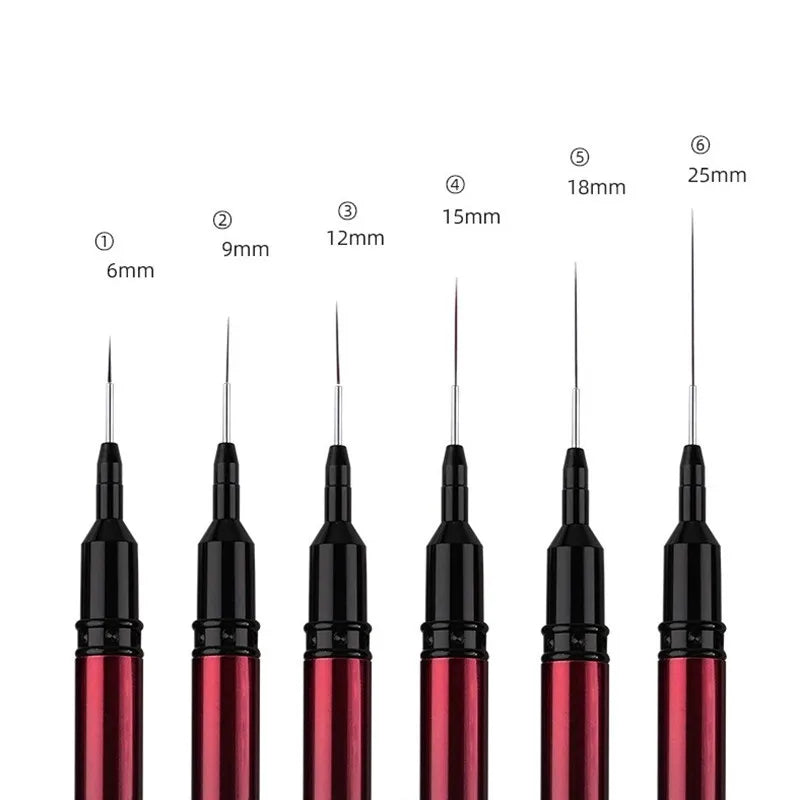 6/9/12/15/18/25mm Nail Art Liner Pinsel Gel-Nagelpinsel Gel-Nagellack Malerpinsel Zeichnen Nagelkunst Design Pinselstift