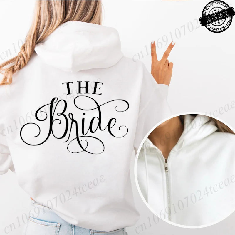 Lustiger Tem Bride Print Damen Kapuzenpullover mit Reißverschluss, Junggesellenabschied, personalisiertes Sweatshirt, Pullover, Kapuzenpullover, Cerveza Sportwear