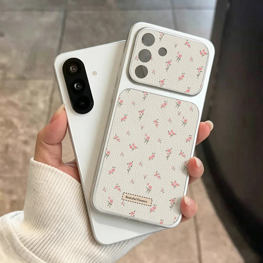 Blumen-Handyhülle für Samsung S26 Ultra S25 S24 FE Plus Leder-Lanyard für Samsung A56 A55 A57 A36 A37 A27 A07 A16 A17 Cover