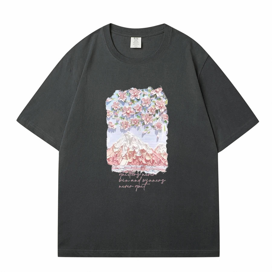 WAVLATII Damen-T-Shirts aus 100 % Baumwolle, Sommer-T-Shirts für Damen, Lavendel, Streetwear, bedruckte T-Shirts, grün, lässig, kurzärmelig, WT2328
