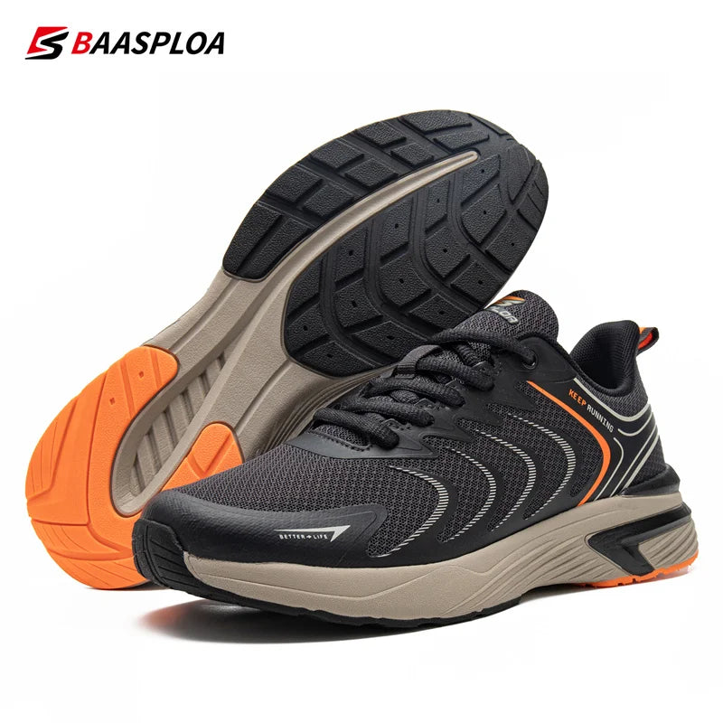 Baasploa Herren-Laufschuhe, lässig, leicht, atmungsaktiv, aus Mesh, für den Außenbereich, rutschfest, verschleißfest, Sportschuhe