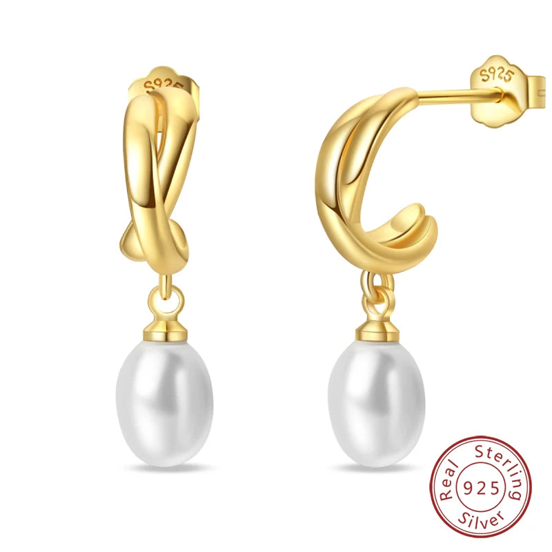 Luxus Goldene Muschel Seestern Perle Ohr Studs 925 Silber Schmetterling Herzförmige Anhänger Perle Ohrringe Für Frauen Partei Schmuck
