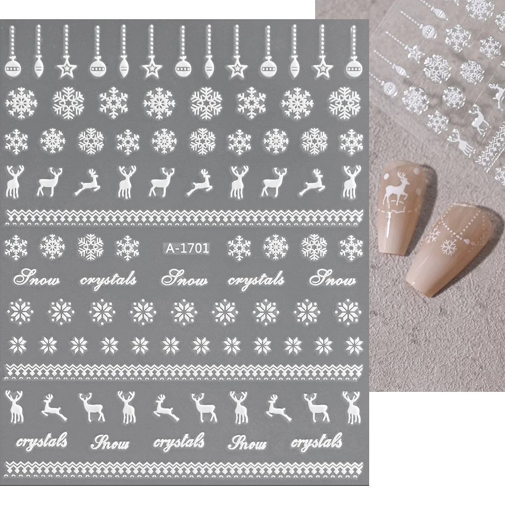 1 Stück 5D Red Gingerbread Man Schneeflocken Weihnachten Nagelaufkleber Niedlicher Schneemann Weihnachtsmann Winter Nagelaufkleber Maniküre Dekorationen