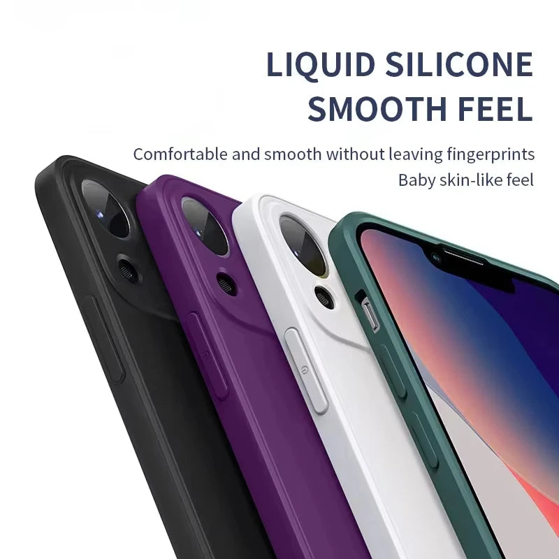 Weiche Luxus-Handyhüllen für iPhone 17, 16, 15, 14, 13, 12, 11 Pro Max 17, Air 8, 7 Plus, XS Max, offizielle stoßfeste Abdeckung aus flüssigem Silikon