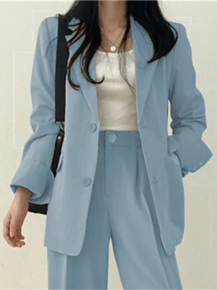 Frühling Herbst Neu in Koreanischer Mode 2-Teilige Sets Damen Outfits Hosen-Sets Eleganter Anzug Mantel 2-Teilige Sets Damen Jacke