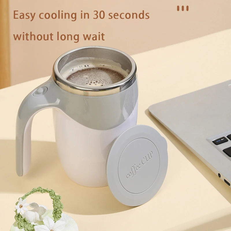 Tragbare automatische Rühr-Kaffeetasse, magnetisch, elektrisch, Edelstahl, selbstmischender Kaffeebecher, drehbar, für Zuhause, Büro, Reisen