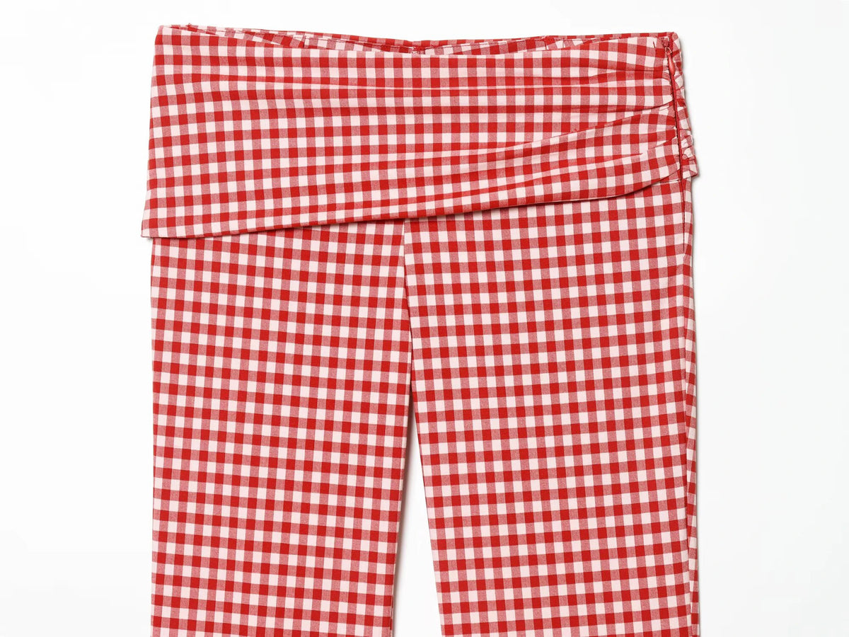 Europäischer und amerikanischer Stil Damenbekleidung neue Mode ärmelloses hochgeschlossenes kariertes kurzes Oberteil und Hosen-Set