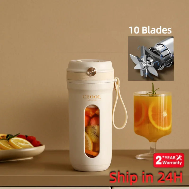 10 klingen Elektrische Tragbare Mixer 350 ML Entsafter Obst Mixer USB Aufladbare Smoothie Entsafter Tasse Squeezer Saft Maker
