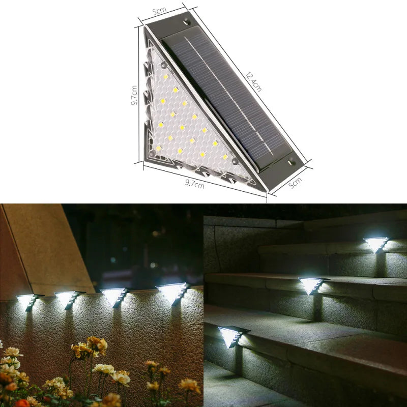 Solar-Stufenleuchten für den Außenbereich, wasserdicht, automatisches Ein- und Ausschalten, Solarlampe für Treppen, Terrasse, Hof, Veranda, Haustür, Gehweg, Dekoration