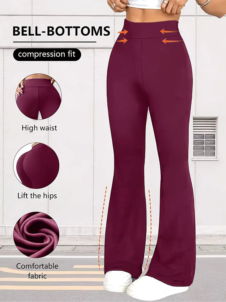 Damen-Yogahose mit hoher Taille, ausgestellte Yoga-Hose, Bootcut-Yogahose, Stretch-Arbeitshose mit weitem Bein, geeignet für Übungen, Sport, Laufen, Freizeit