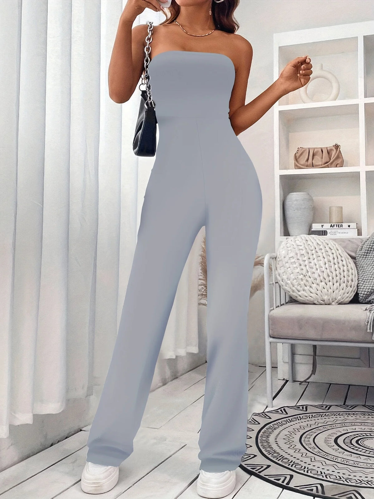 Damen-Overall mit Korsett, schlicht, einfarbig, schmale Modelle, Hüftlifting-Design, modische, einteilige, ausgestellte Hose