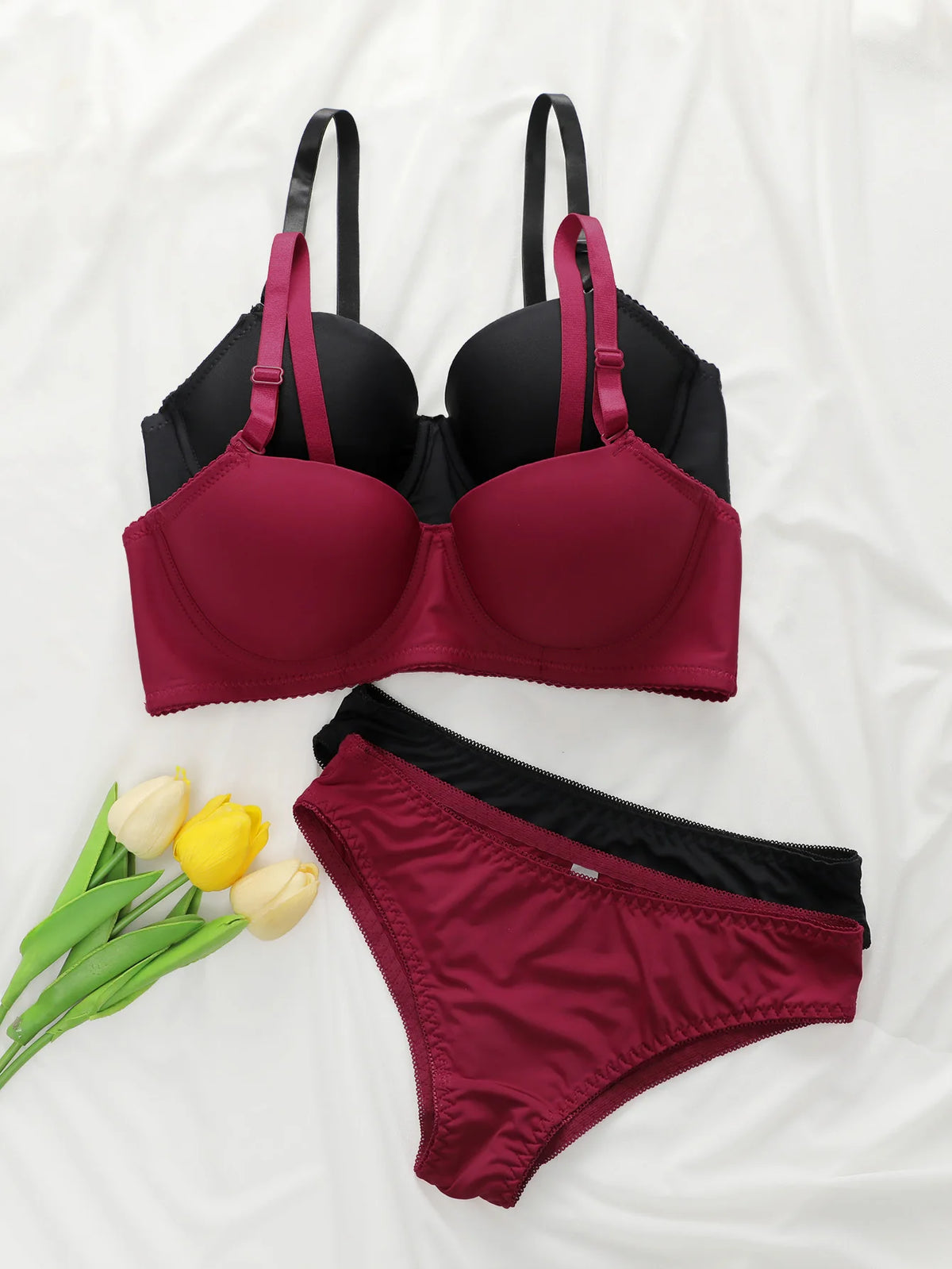 2sets Solide Bügel Dessous Set Frauen Push-Up Bh Mit Stahl Ring Mode Frauen Unterwäsche Panty Alltags Bhs Sets j2611