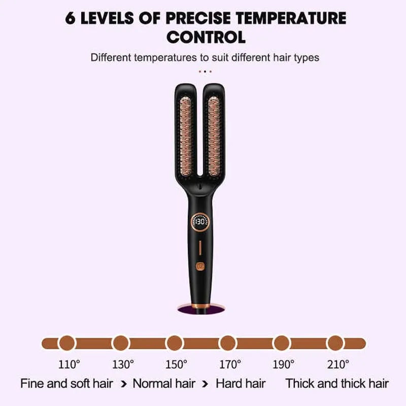Elektrische Anti-Frizz-Haar-Heißkamm-Bürstenglätter, ein Schritt, 2-in-1 Keramik-Haarglätter-Bürste mit LCD-Digitalanzeige
