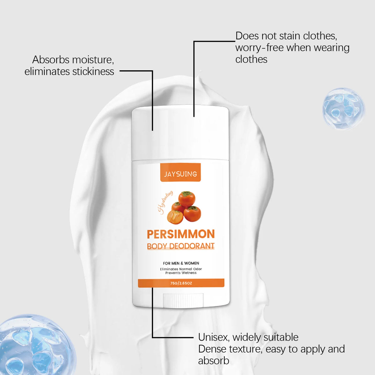 Persimmon-Duft Deodorant Stick Entfernt Körpergeruch Langanhaltende Erfrischung Reduziert Achselschweiß für Frauen und Männer Hautfreundliches Antiperspirant