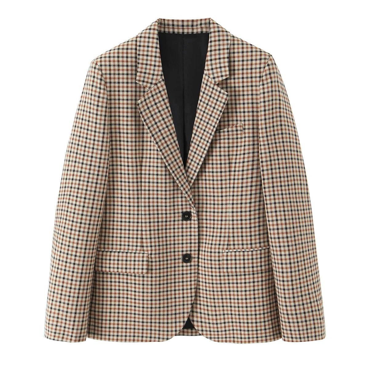 KONDALA Casual Chic Büro Dame Frauen Anzug Plaid Taste Langarm Blazer Lange Gerade Hosen Mode 2025, Herbst Bussiness Set