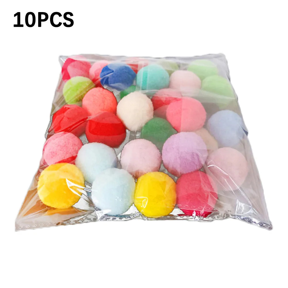 30 Stück 1,6"/4 cm Katzenspielzeugbälle Bulk Soft Kitten Pompon Spielzeug Indoor Katzen Interaktives Spieltraining Spielzeug Plüschbälle Katzen Lieblingsspielzeug