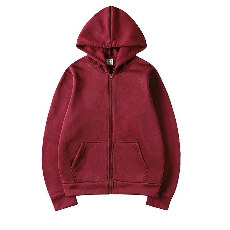 Einfarbige Damen-Kapuzenpullover mit Reißverschluss, Herbst, lässige Sportbekleidung, trendiger, bequemer, langärmeliger All-Match-Taschen-Kapuzenpullover