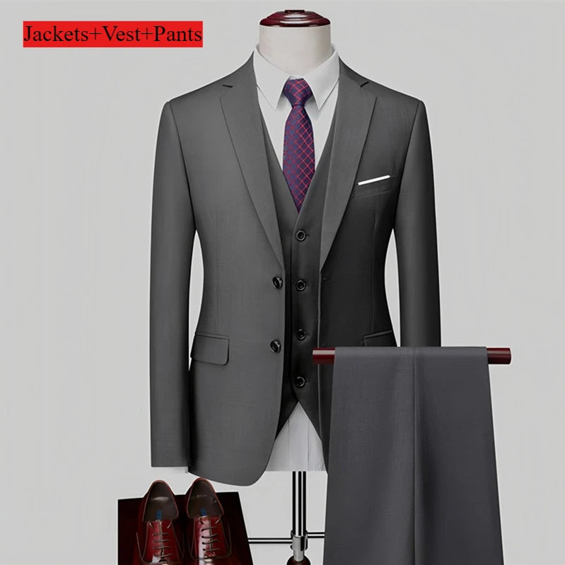 Klassische Hochzeit Smoking Casual Solide Anzüge Slim Fit 3/2 Stück Trauzeugen Anzug Männliche Formale Business Männer Kleidung