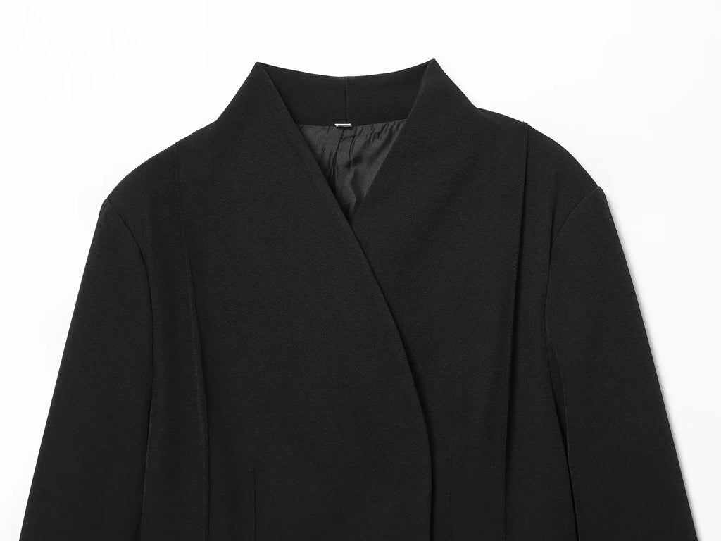 Frauen Elegante Schwarze Blazer Hosen Set Herbst Neue Taste Schlank Blazer Mantel + Zip-up Gerade Lange Hose Sets weibliche 2-teilige Anzüge