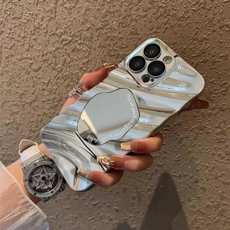 Verspiegelte Wellenmuster-Handyhülle für iPhone 17 Pro Max 16 15 14 Pro 13 11 12 Air 16Pro Max 15ProMax Stoßfeste Schutzhülle
