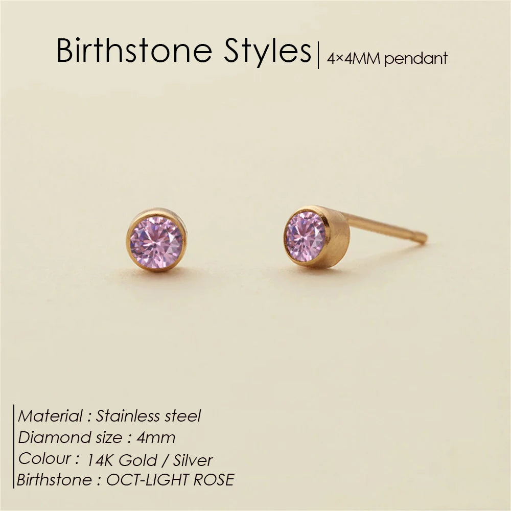 EManco Piercing Push-Back Ohrringe Piercingsichere Minimalistische Geschenkidee für Frauen Großhandel Edelstahl Geburtsstein Ohrstecker