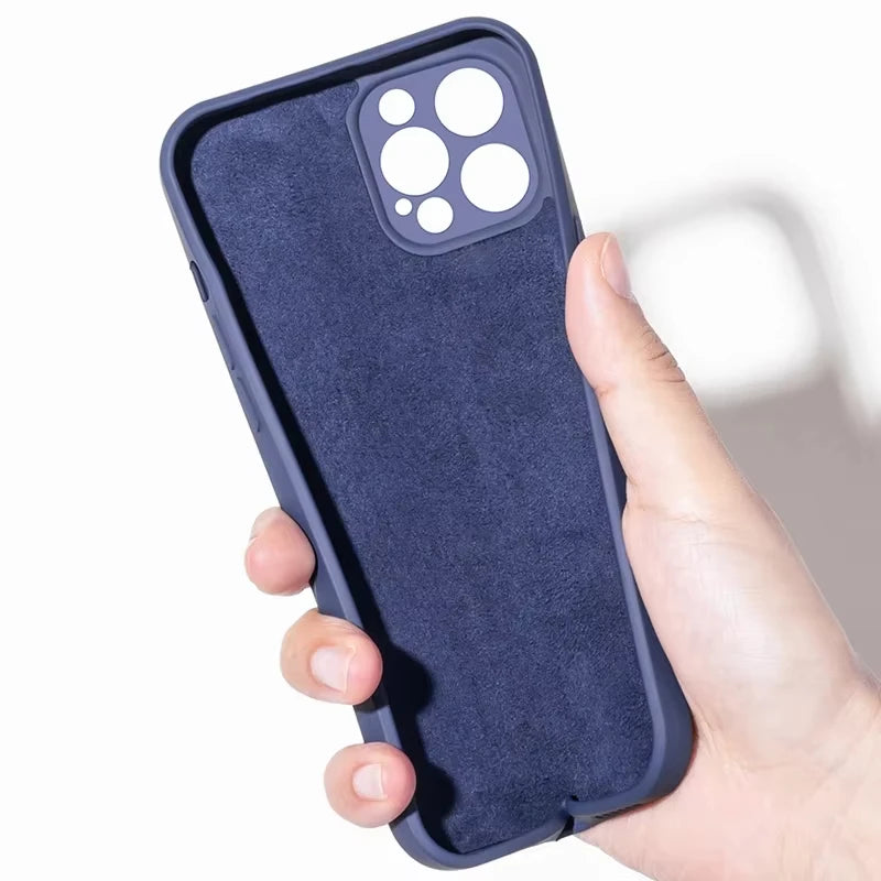Weiche Luxus-Handyhüllen für iPhone 17, 16, 15, 14, 13, 12, 11 Pro Max 17, Air 8, 7 Plus, XS Max, offizielle stoßfeste Abdeckung aus flüssigem Silikon