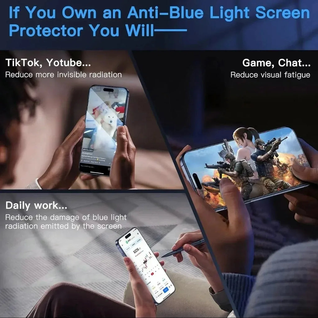 2 Stück Gehärtetes Glas Displayschutzfolie Anti-Blaulicht für iPhone 17 16E 16 15 14 13 12 11 Pro Max XS XS HD Klar Kratzfest