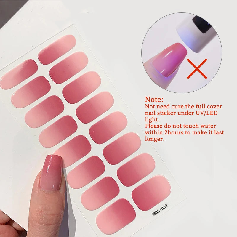 Roter Farbverlauf, backfreie Nagelaufkleber, langlebige Nagelstreifen, Patch-Schieber, vollständiger Abdeckungsaufkleber, selbstklebend, einfache Vollwickel