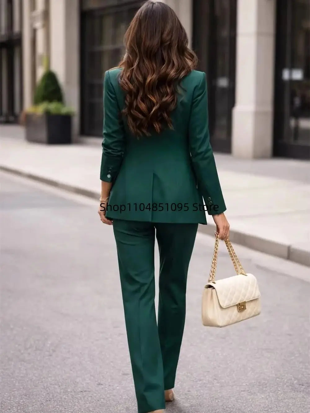 Modischer Frühling-Herbst Formeller 3-Teiliger Grüner Anzug Damenkleidung Büroanzug Oberteil Mantel Blazer Weste Lange Hose Set