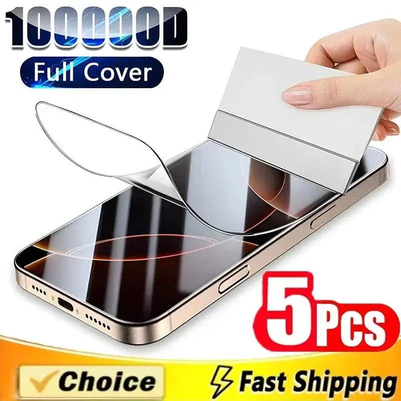 5 Stück Hydrogelfolie für iPhone 16 14 13 12 11 15 Pro Max Mini 7 8 14 15 16 Plus Displayschutzfolie für iPhone X 17 XS Max, kein Glas