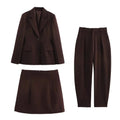 KONDALA Chic Casual Solide Frauen Anzug Taschen Taste Blazer Gerade Lose Hosen Zipper Rock Neue Mode 2025, Herbst Winter Sets
