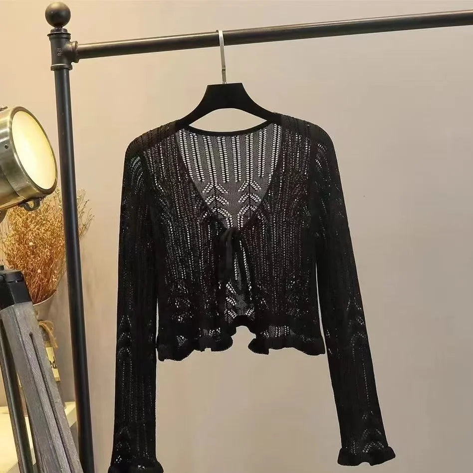 2026 Sommer Langarm Vintage National Trend Damenbekleidung Ausgehöhlte Spitze Patchwork Chiffon Hemden Damen Blusen Großhandel
