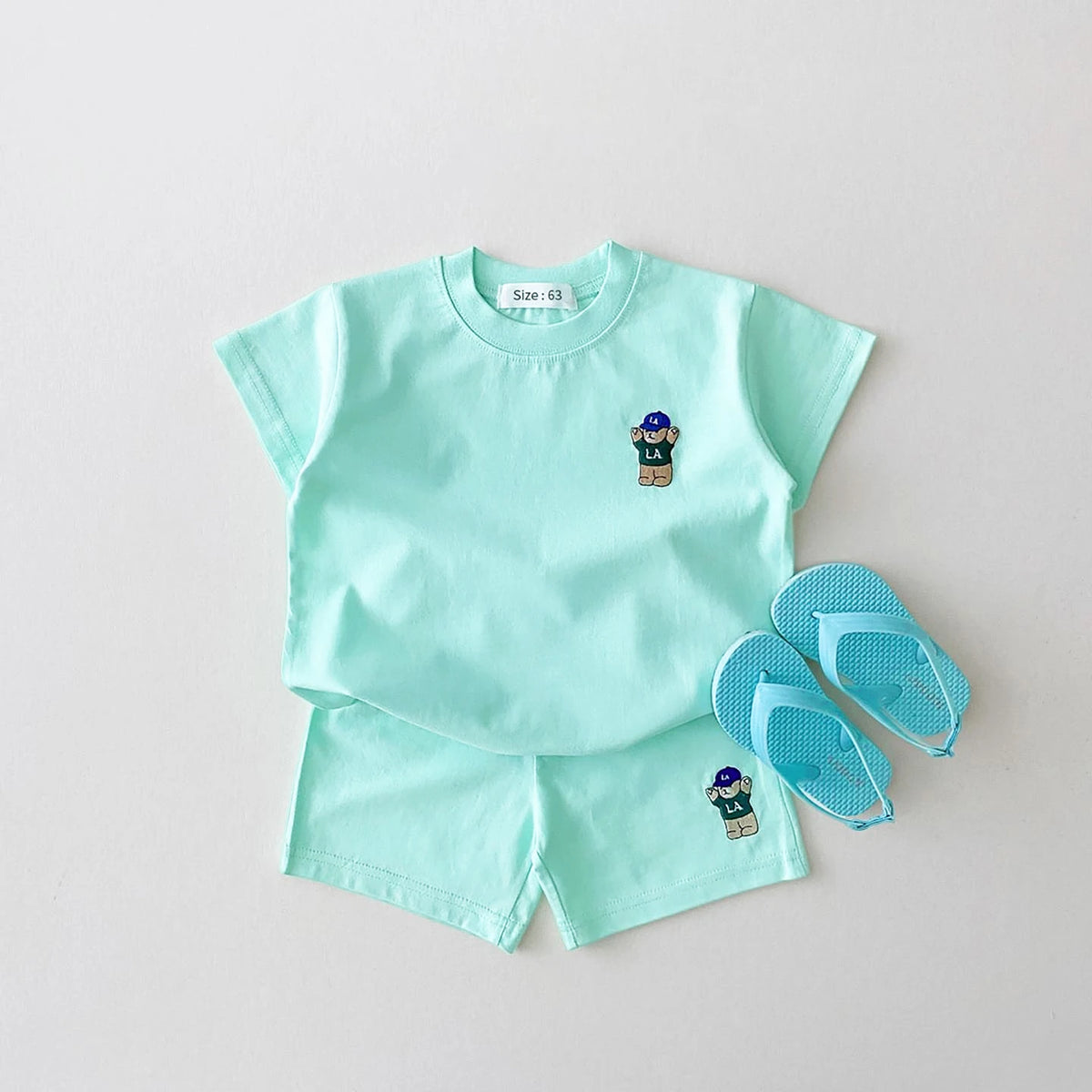 Koreanische Baby Boy Sommer Kleidung Set Gestickte Bär Bunte T-shirts T shirts + Lose Shorts Anzug 2PCS Pack Baby mädchen Kleidung Sets