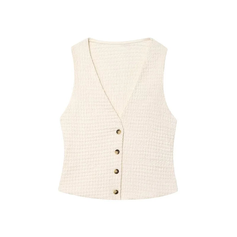 MUJER Damen-Hosen-Sets, strukturierte Hosen-Sets mit hoher Taille für Damen, 2-teilig, ärmellose Weste, Damen-Outfit, Damen-Sets, Damenanzüge