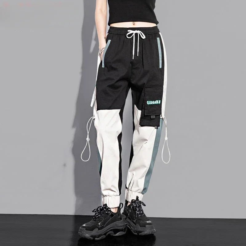Cargo Hosen Für Frauen Farbe Passenden Knöchel Banded Skateboard Hosen Schwarz Jogger Weibliche Jogginghose Plus Größe S-4XL 5XL