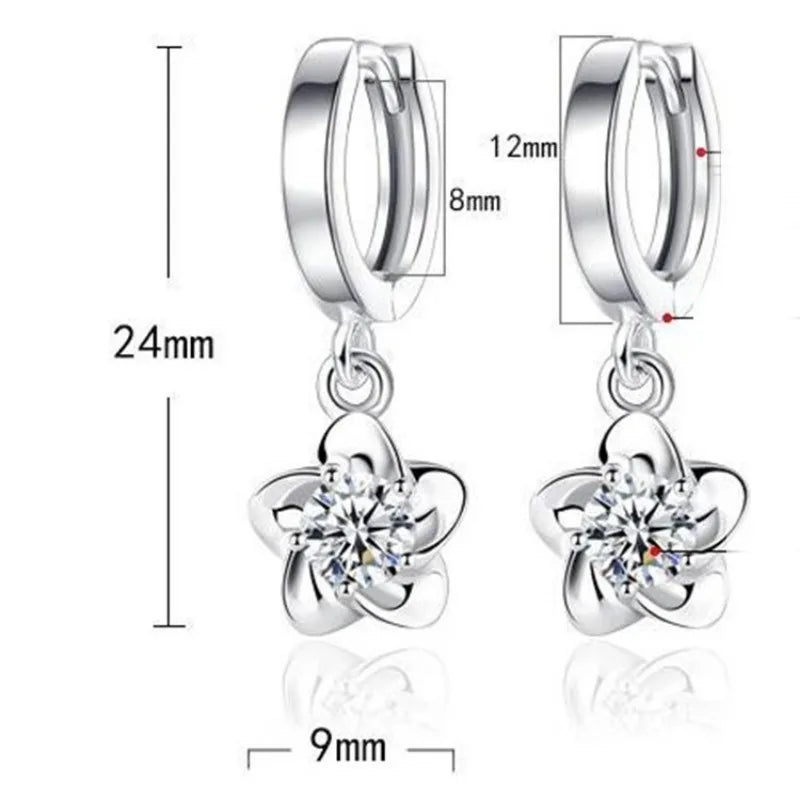 2 Stücke Trendy Neue Mode Zirkon 925 Silber Ohrringe Für Frauen Mit Einfachen Pflaumenblüte Ohrring Creolen Und Elegante Ohrringe geschenk