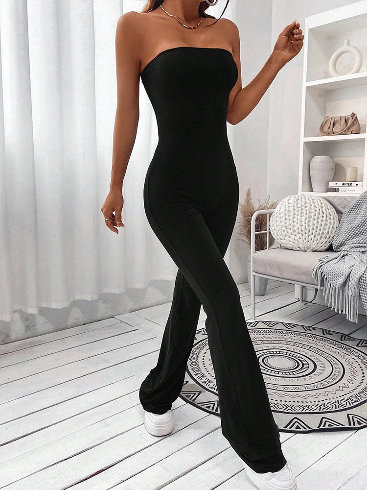 Damen-Overall mit Korsett, schlicht, einfarbig, schmale Modelle, Hüftlifting-Design, modische, einteilige, ausgestellte Hose