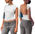 Y2K Frauen Sexy Oansatz kurzarm Bodycon T Shirt Mode Lässig Solide Street T Shirt 2023 Club party Backless T Shirt
