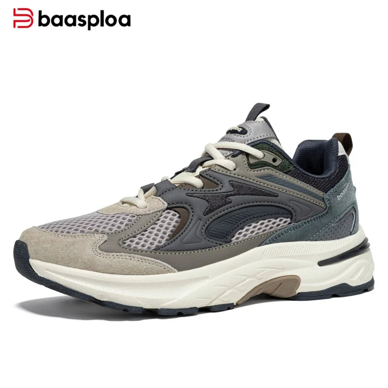Baasploa Herren-Freizeitsneaker, leichte Sporttrainer, atmungsaktive Mesh-Wanderschuhe, modische, bequeme Schuhe für den täglichen Gebrauch