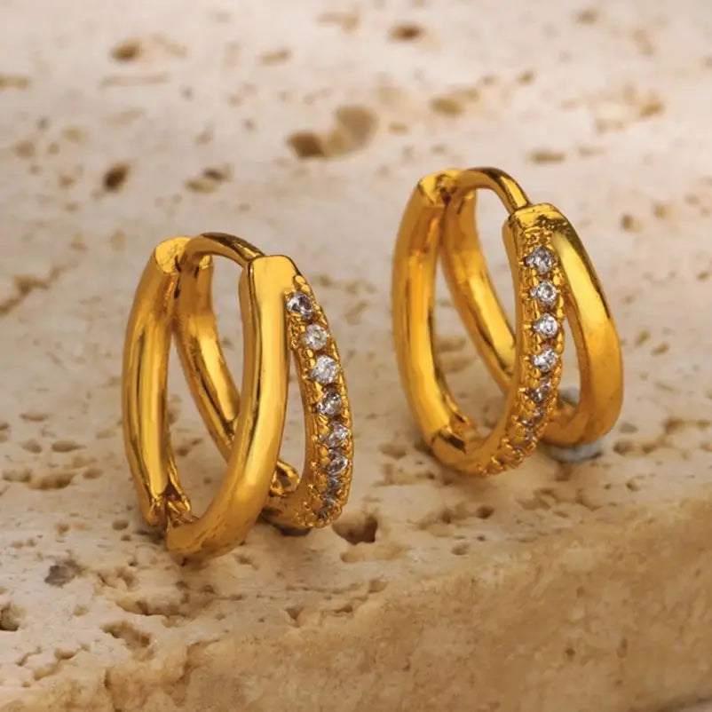 Edelstahl Kreis Ohrringe Für Frauen Gold Farbe Ästhetischen Zirkon Ohrring Hochzeit Weihnachten Mode Schmuck Zubehör Geschenk