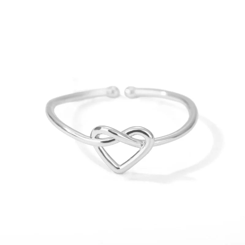 Einfache Edelstahl Herz Ringe Für Frauen Mädchen Öffnung Gold Farbe Finger Ring Hochzeit Engagement Weibliche Schmuck Party Geschenk