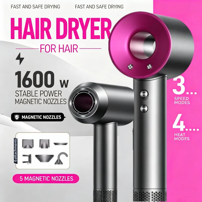 Blattloser Haartrockner mit konstanter Temperatur für die persönliche Haarpflege und -styling; professionelles Haarstyling-Zubehörset für zu Hause (5+1)
