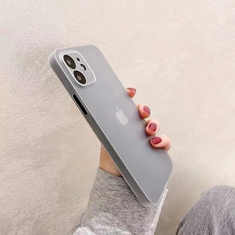 Ultradünne, matte, klare, weiße PP-Handyhülle für iPhone 11 12 13 Mini 14 15 16 17 Pro Max XS XR 7 8 Plus SE 2020 16e Rückseite