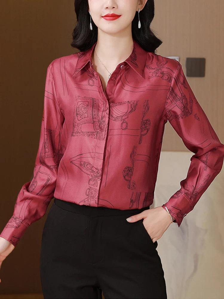 Neue Frühjahr Frauen Bluse büro damen seidenhemden Mode gedruckt tops blusa mujer