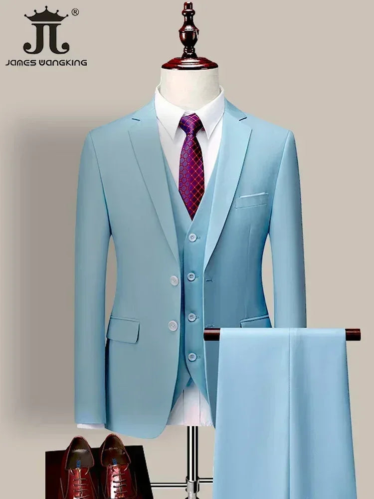 14 Farben M-6XL ( Jacke + Weste + Hose) High-End-Marke formale Business Herren Anzug dreiteiligen Bräutigam Brautkleid einfarbigen Anzug