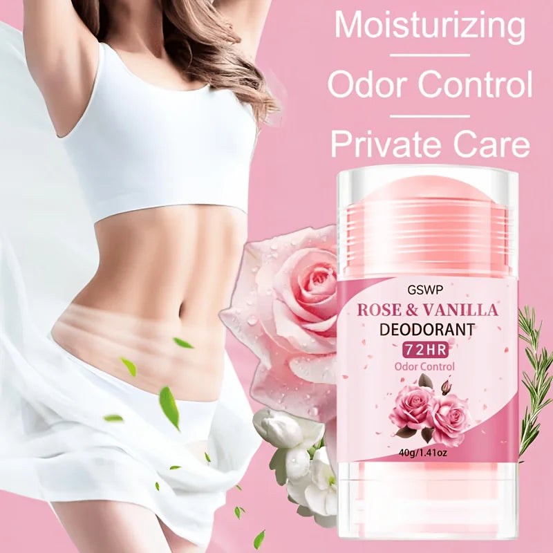 GSWP Rosen- und Vanille-Deodorant, mit einem 72-Stunden-Duft, der den ganzen Tag anhält. Langanhaltender Geruchsschutz. 40g/80g