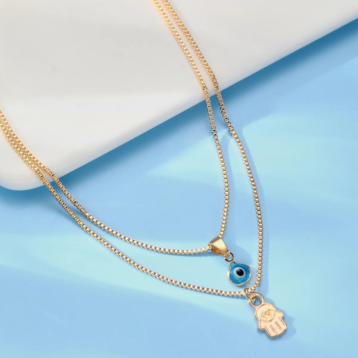 Glücksbringer Doppelschichtige Zirkon Böser Blick Halsketten für Damen und Herren Türkisches Auge Anhänger Halskette Party Schmuck Geschenk