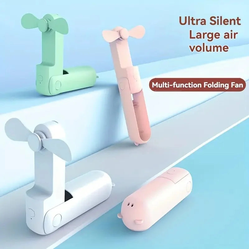Tragbarer Mini-Ventilator, USB-Aufladung, 3-stufig einstellbar, faltbarer Handventilator für Wimpern, geeignet für Büro, Reisen und Outdoor-Aktivitäten