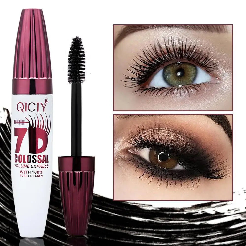 Schwarze Mascara für mehrdimensionales Volumen, Wimpernverlängerung mit Seidenfasern, wasserfest, wischfest, langanhaltendes Augen-Make-up, Kosmetik