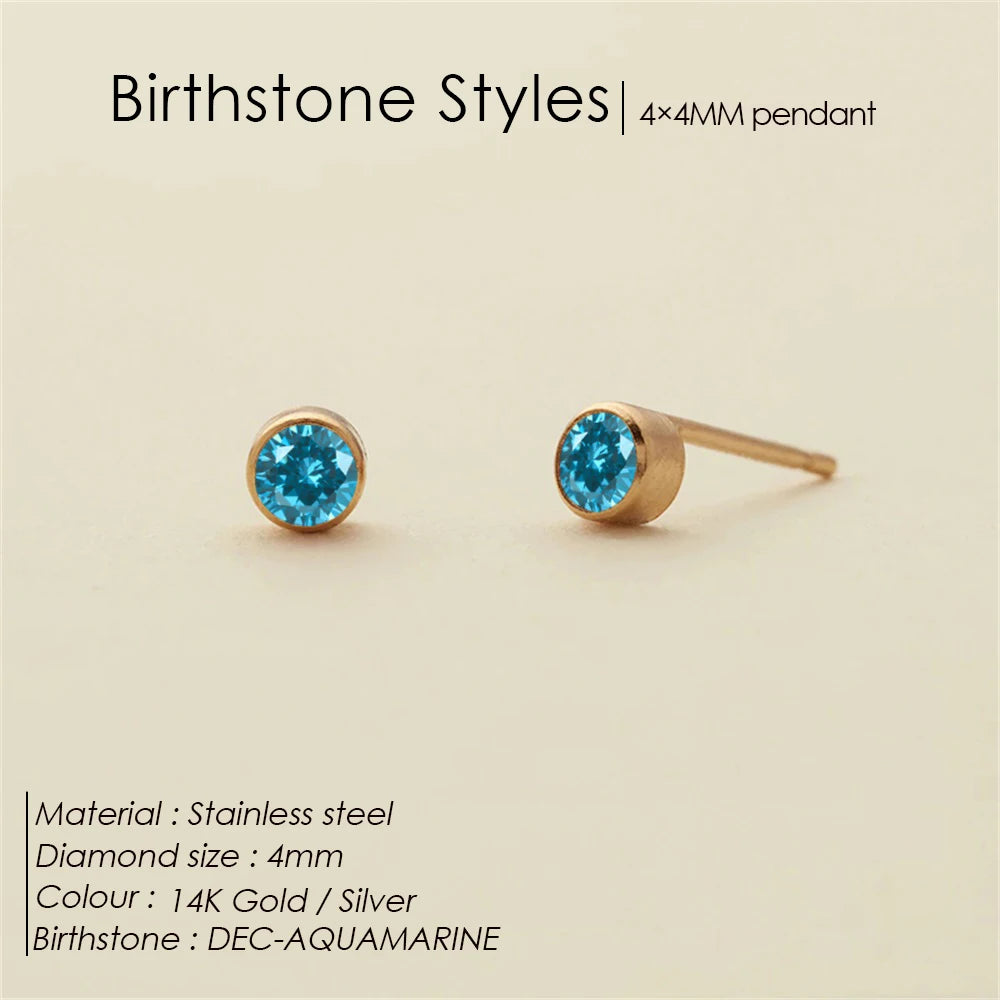 EManco Piercing Push-Back Ohrringe Piercingsichere Minimalistische Geschenkidee für Frauen Großhandel Edelstahl Geburtsstein Ohrstecker
